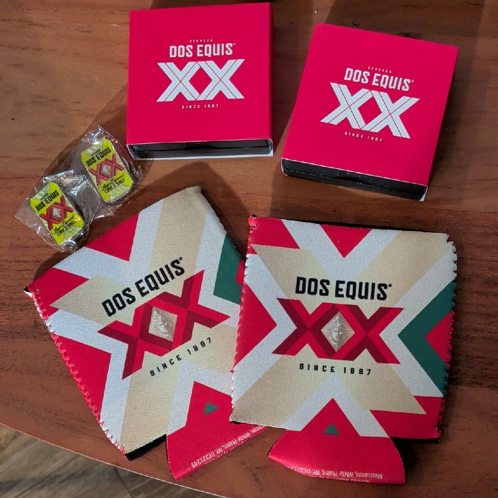 Dos Equis Red and Cream Can Coolers